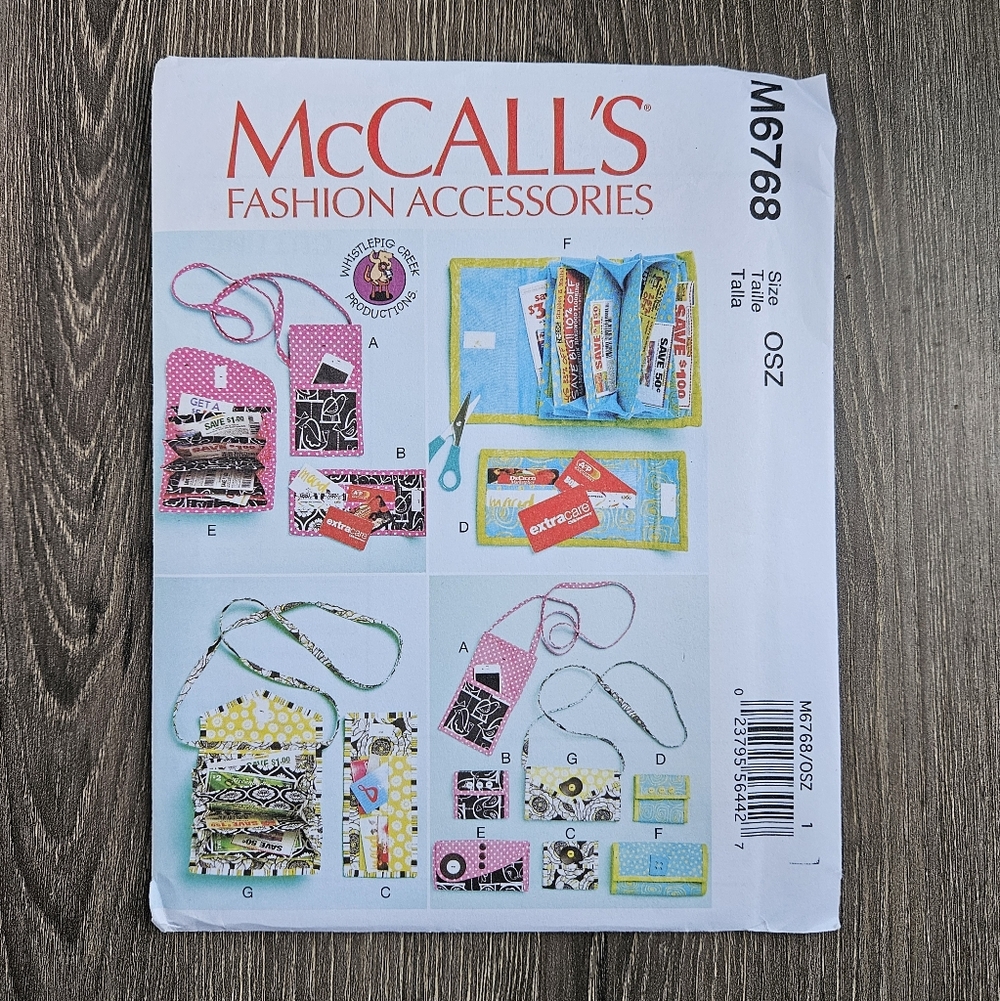 NEW McCall's M6768 Phone Purse, Rewards Card Wallets, Coupon Clutches Pattern